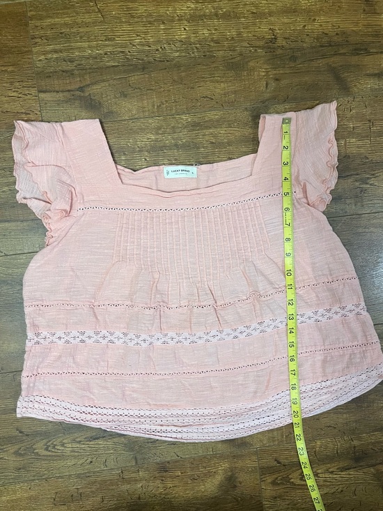 Lucky Brand Tops - Lucky Brand Peach Ruffled Square-Neck Women’s Top